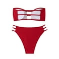 thumbnail image 5 of Tankini Swimsuits for Women Swimwear Tankini Set Strapless Bikini Top With High Waisted Bottom Summer Beach Vacation 2Pcs Bathing Suit Red XS, 5 of 5