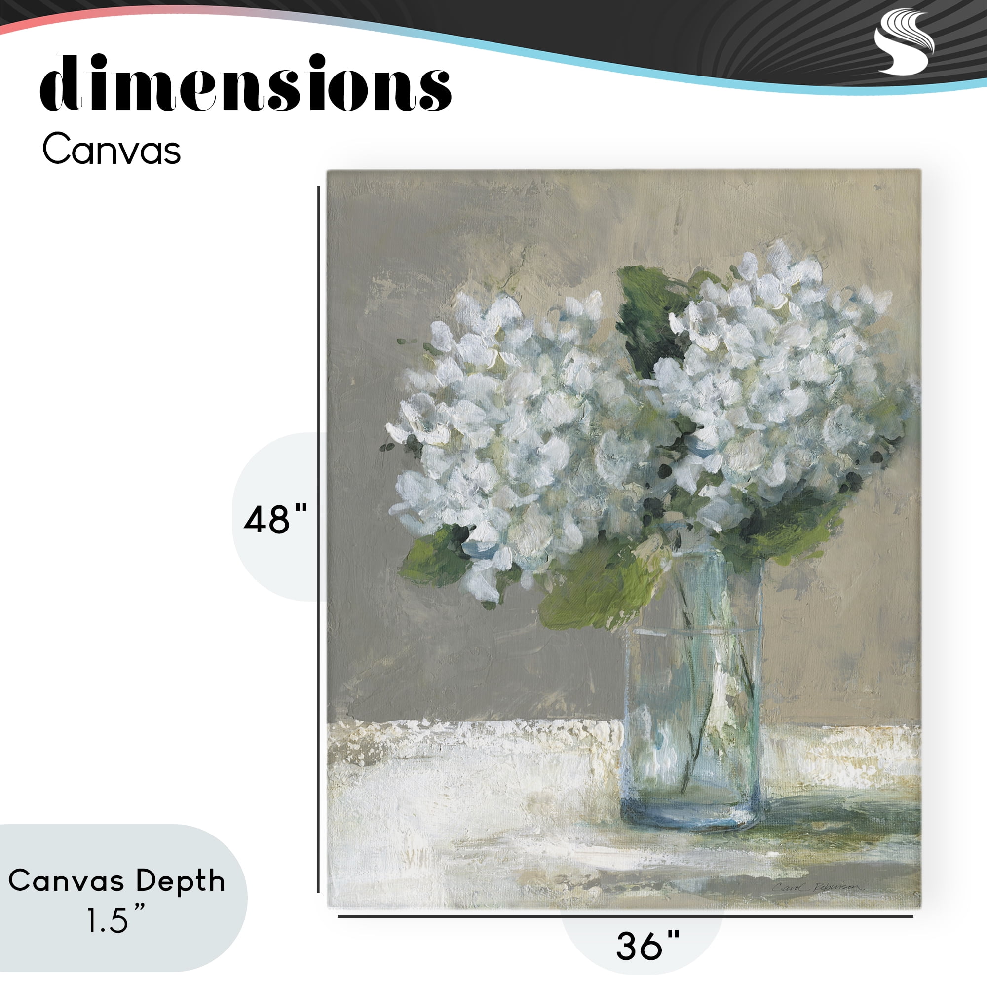 Stupell Industries White Hydrangeas Glass Vase Canvas Wall Art, design by Carol Robinson