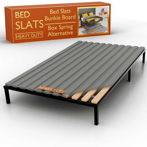 Continental Sleep by Wayton, 0.75" Heavy Duty Mattress Support Vertical Wooden Slats with Cover, Full, Gray