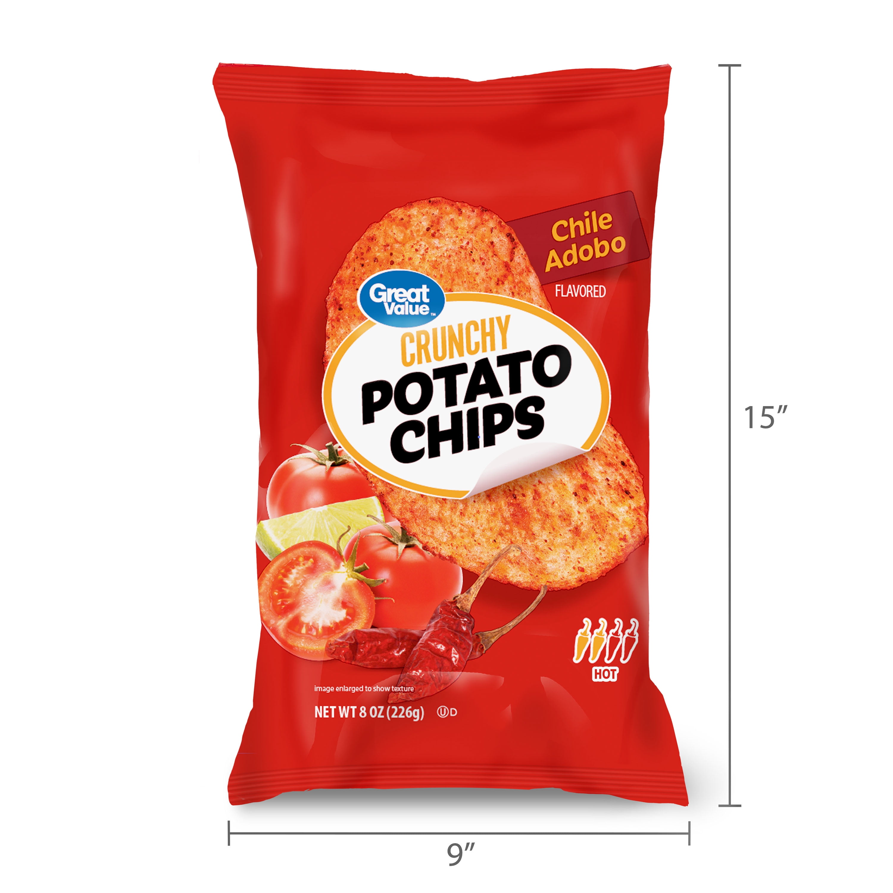 Great Value Chile Adobo Crunchy Potato Chips, 8 oz
