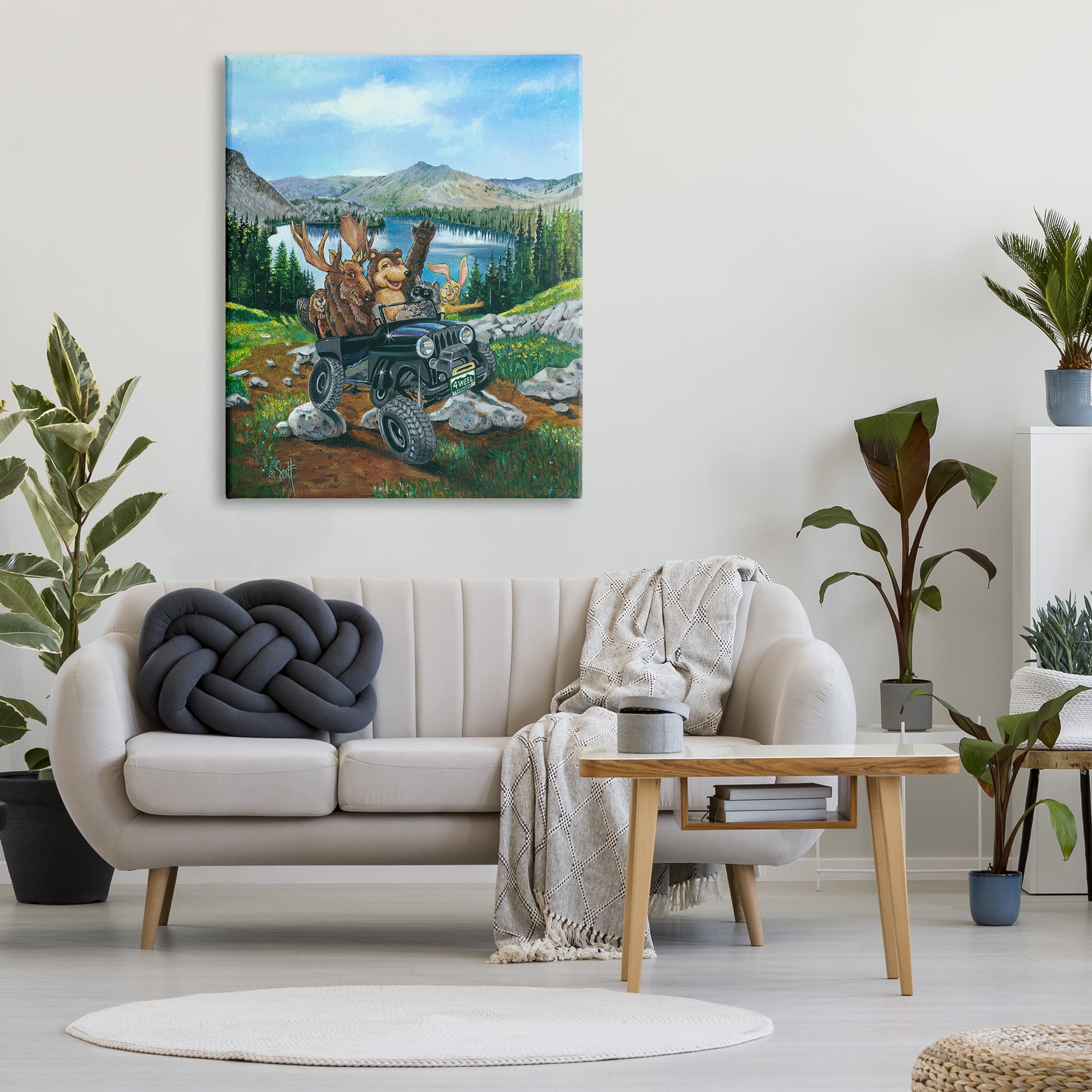 Stupell Industries Woodland Animals Off-Roading Animals & Insects Painting Gallery Wrapped Canvas Print Wall Art, 36 x 48