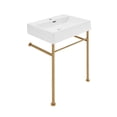 thumbnail image 7 of Claire 24 Ceramic Console Sink White Basin Brushed Gold Legs, 7 of 7