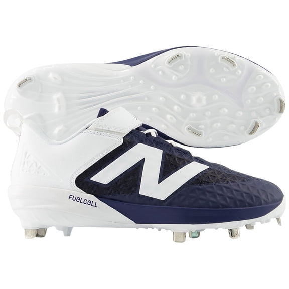 New Balance Mens 4040V8 Low Metal Baseball Cleats Navy/White 9