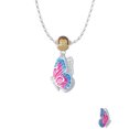 thumbnail image 2 of Delight Jewelry Silvertone Large Translucent Hot Pink & Blue Flying Butterfly Mia Monkey Charm Necklace, 2 of 4