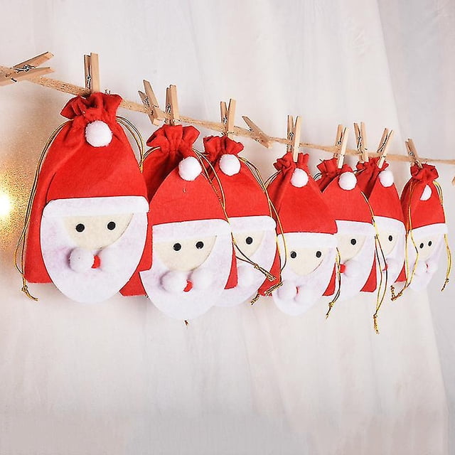 Calendario de Adviento JanHm 24 bolsas de fieltro rojo