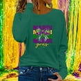 thumbnail image 5 of Craaazy Women's Crew Neck Long Sleeve Mardi Gras Loose Shirts Gifts, 5 of 5