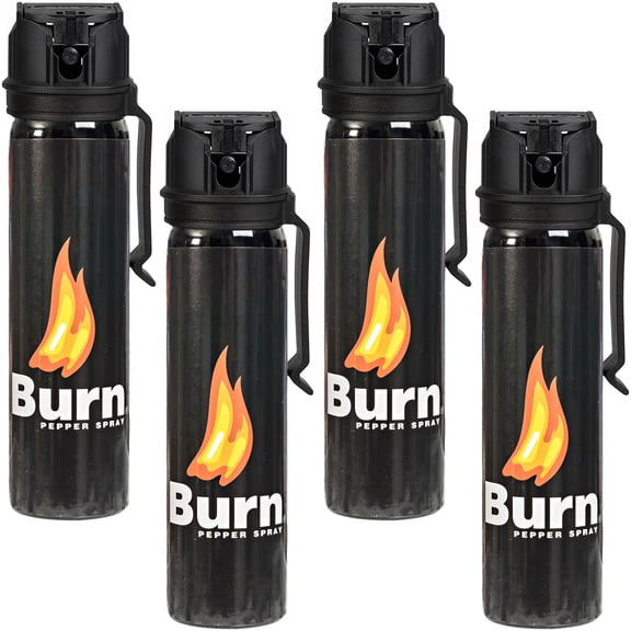 Burn Pepper Spray for Self Defense Max Strength Heavy Duty with Belt Clip- 3.7 fl oz 4 Pack