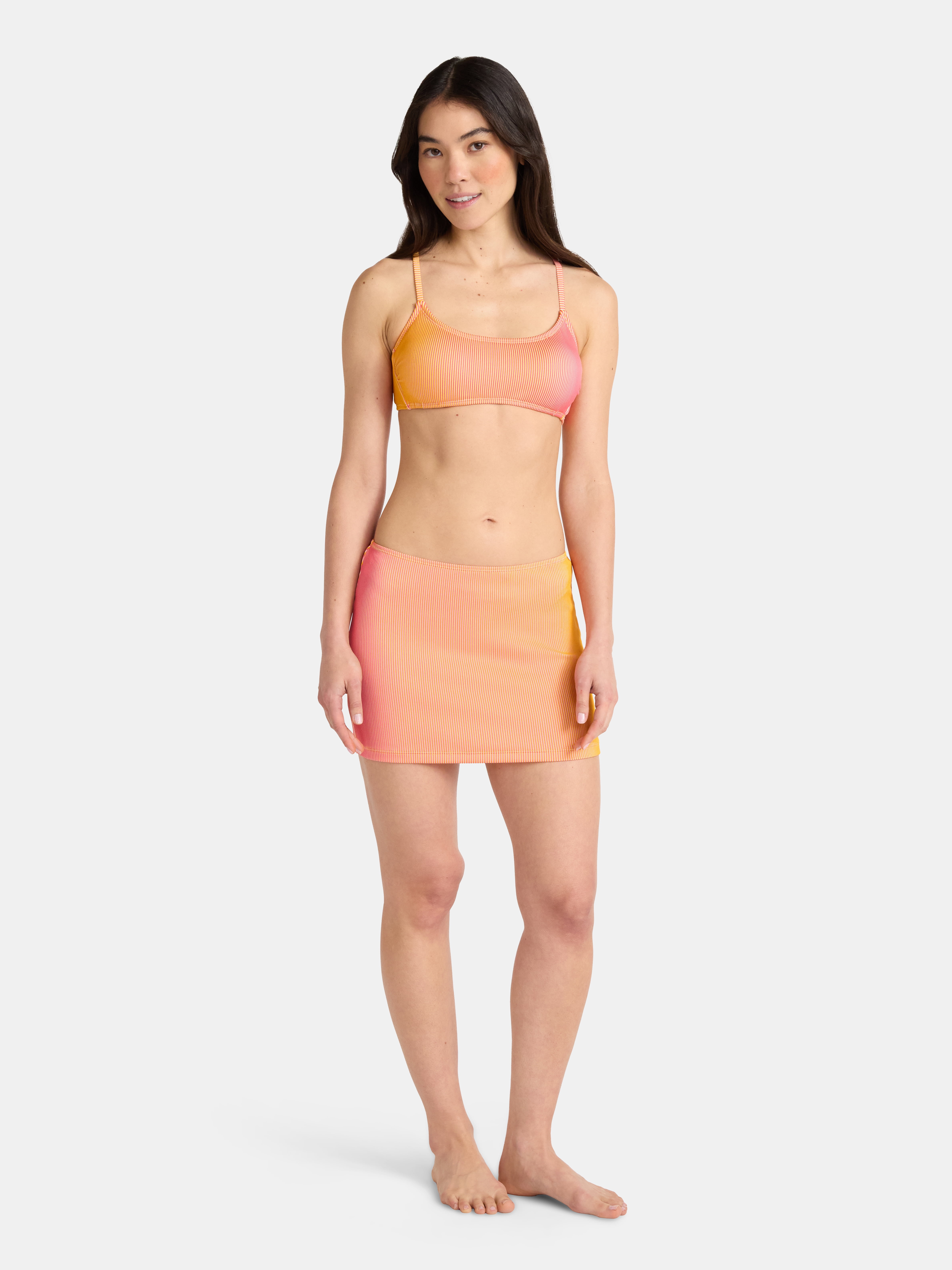 No Boundaries Ribbed Mini Swim Skirt Coverup, Women's
