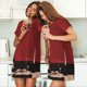 thumbnail image 4 of Easygdp Minimalist Romantic Dinner Camisón de manga corta para mujer, informal, estampado, 4 of 6