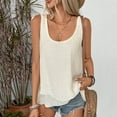 thumbnail image 2 of Dazajoo Linen Cotton Summer Tank Tops for Women Solid Color Irregular Hem Sleeveless Tshirts Casual Loose Fit Beach Shirts,Beige,S, 2 of 10