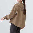 thumbnail image 5 of Edvintorg Lightweight Jacket Women Plus Size Fashion Long Sleeve Loose Casual Hooded Coat with Zipper Women Outerwear Woman Clothes Khaki XL, 5 of 8