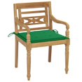 thumbnail image 2 of Silla VidaXL Batavia de madera maciza de teca con cojines verdes x4, 2 of 9
