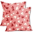 thumbnail image 1 of Housses de Coussin Rose Joyeuse Saint-Valentin 18X18 Pouces Ensemble de 2 Housses de Coussin Décoratives Cœurs Rouges et Blancs Saint-Valentin Mariage Amour Décoration Maison Fête pour Canapé Porche Extérieur, 1 of 6
