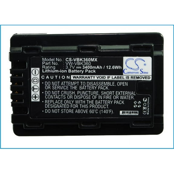 Replacement Battery For Panasonic 3.7v 3400mAh Camera Battery