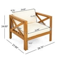 thumbnail image 2 of Durable Wood Patio Furniture Set 3-Piece with Cushioned Chairs & End Table, 400lbs Weight Capacity for Balcony, Porch, Deck & Backyard Outdoor Living, 2 of 9