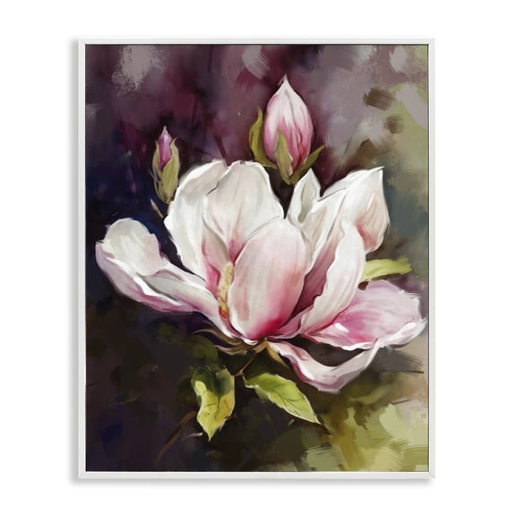 Stupell Industries French Country Budding Pink Lilies White Framed Giclee Art, 11 x 14, by Ziwei Li