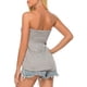 thumbnail image 5 of Mujeres sin mangas tubo superior sin tirantes blusa plisada túnica tanques Tops brillar vestir, 5 of 6