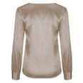 thumbnail image 5 of Gyexs Business Casual Tops for Women Satin Silk Blouse Collared V Neck Long Sleeve Work Shirts Dressy Tops Fall Clothes Khaki, Size S, 5 of 5