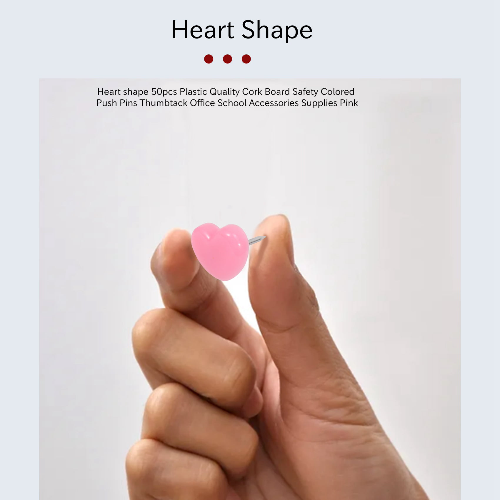 50pcs Heart Clear Push Pins for Board, cute push pins, cute thumb