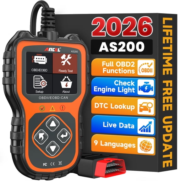 Ancel AS200 OBD2 Scanner Car Code Reader Engine Analyzer EOBD OBD2 Automotive Diagnostic Tool OBD 2 Auto Scan Tools OBDII Code Scanner Read Clear Error Codes Turn off the MIL Fits for 12V 16Pin Cars