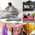 thumbnail image 2 of Forzero Acrylic Knitted Thick Multicolor Rough Blanket Woven Hand Knitted Sofa Bed Blanket Autumn/Winter Blanket, 2 of 6