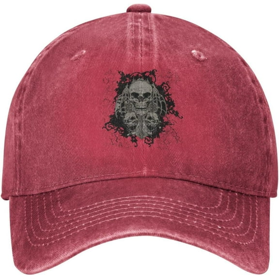 Cool Skull Vintage Distressed Adjustable Washed Denim Mens Dad Trucker Hat Baseball Ball Cap for Men