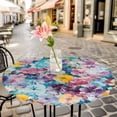thumbnail image 6 of Spring Floral Round Tablecloth for 45-54 Inch Tables, Fitted Table Cover with Elastic Edge, Modern Oil Painting Abstract Art Waterproof Outdoor Table Cloth Protector for Patio Garden Dinner Picnic, 6 of 9