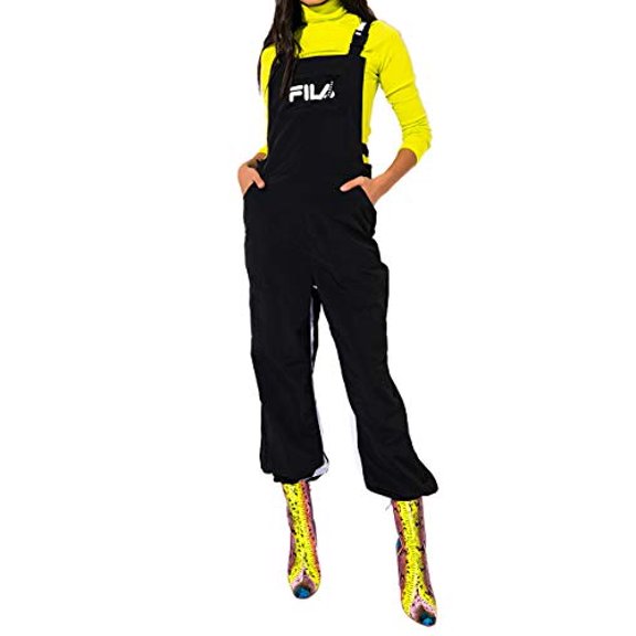 Fila Logo Front Overall Womens Active Pants Size L, Color: Black / White