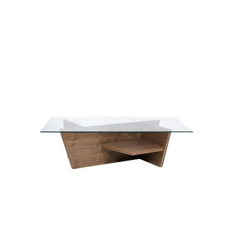 Oliva Series - Temahome 9500.624469 Nadia Soares Oliva Coffee Table, Walnut - Glass Top