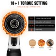 thumbnail image 4 of Ensemble d'Outils de Tournevis Électrique Combiné pour Perceuse Électrique Sans Fil 16,8 V, 2 Vitesses Variables 18+1 Réglage de Couple, 23 Pcs Embouts de Perceuse/perceuse, 4 of 8