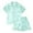 X1 Mint Green, variant on Girls Silk Pajamas, 2 Pcs Cute Print Satin Pjs Set Button Down Soft Top with Shorts Sleeve Sleepwear,Color:Purple,Size:5-6 Years