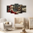 thumbnail image 4 of ZHONGYUTONG 5 Piece Christmas Wall Art Santa Claus and Reindeer Pictures Large Xmas Canvas Painting Prints Winter Holiday Home Wall Decor Framed (12x20inx2pcs 12x30inx2pcs 12x40inx1pcs), 4 of 4