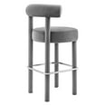 thumbnail image 4 of Modway Toulouse 30" Upholstered Velvet Fabric Bar Stool in Gray/Silver, 4 of 9