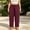 Wine, variant on Plus Size Women’s Side Slit Linen Pants, High Waist Drawstring Design, Fashion Split Hem, Loose Relaxed Fit, Summer Holiday Long Pants Black XXXXL