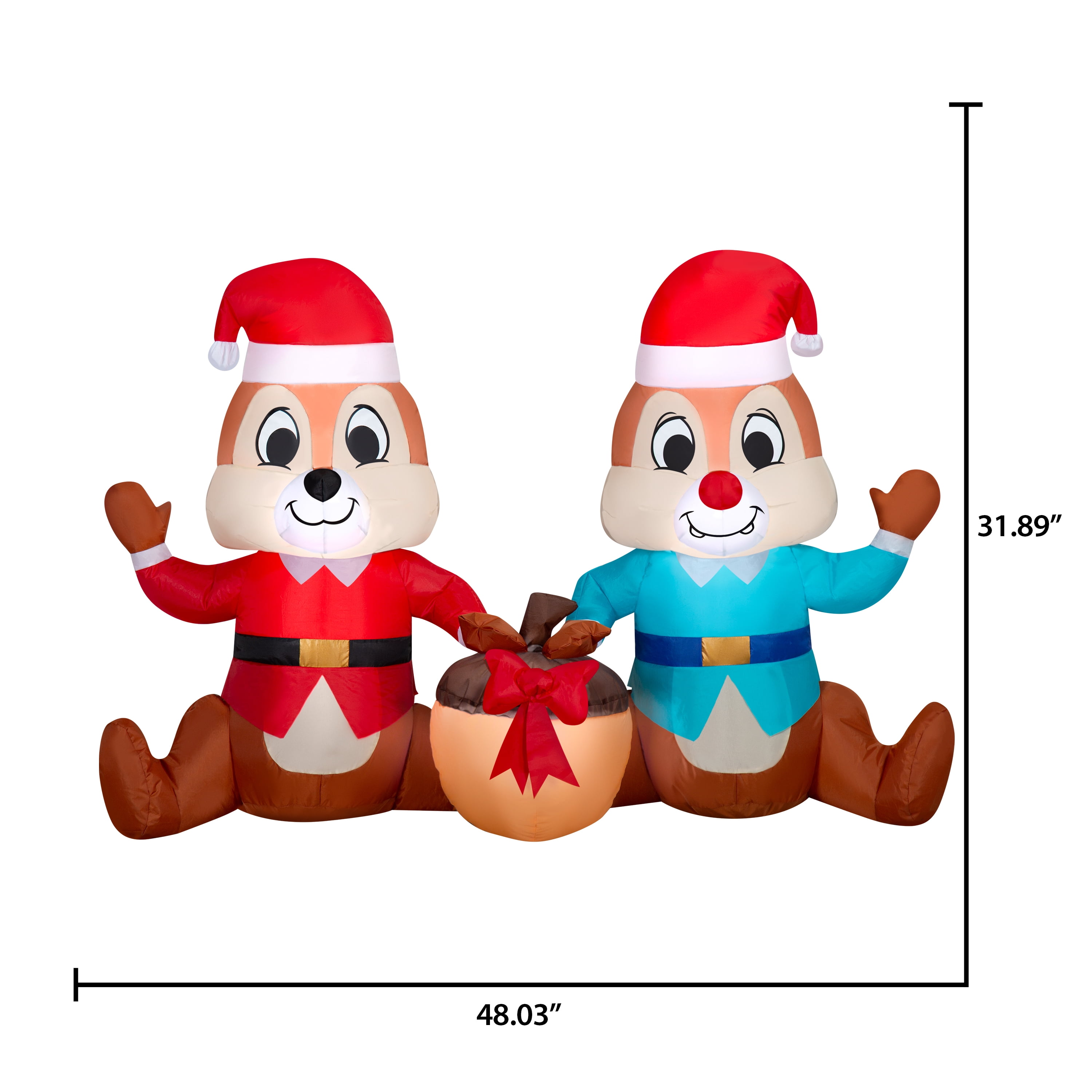Christmas Chip and Dale Holiday LED Lighted Yard Inflatable Decoration Disney, 4 ft