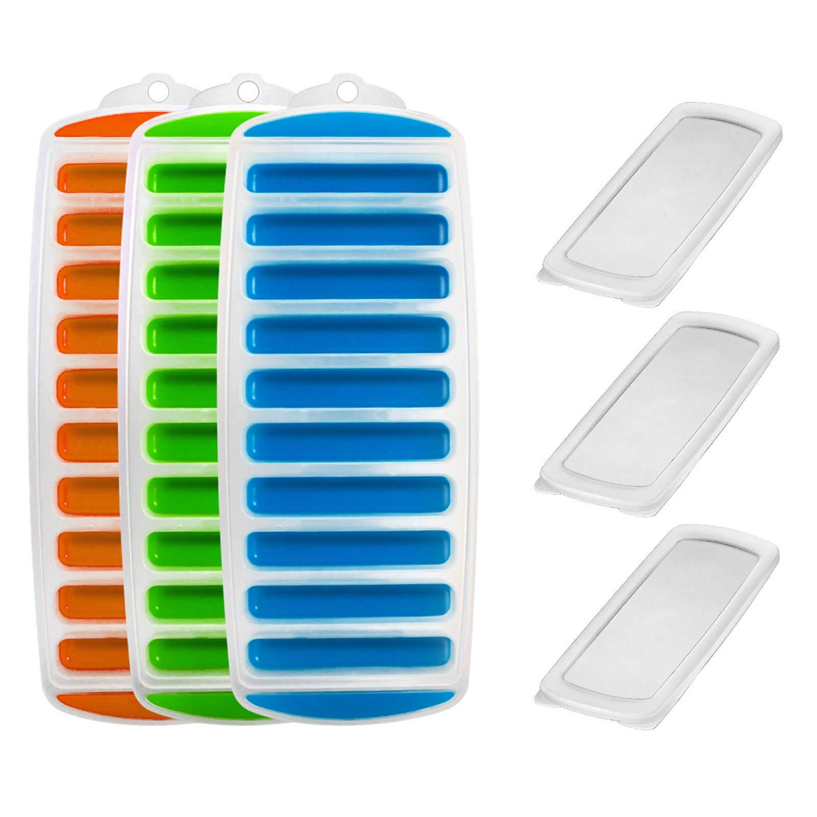 3 Pcs Ice Cubes Tray, Long Ice Stick Tray Silicone with Lid