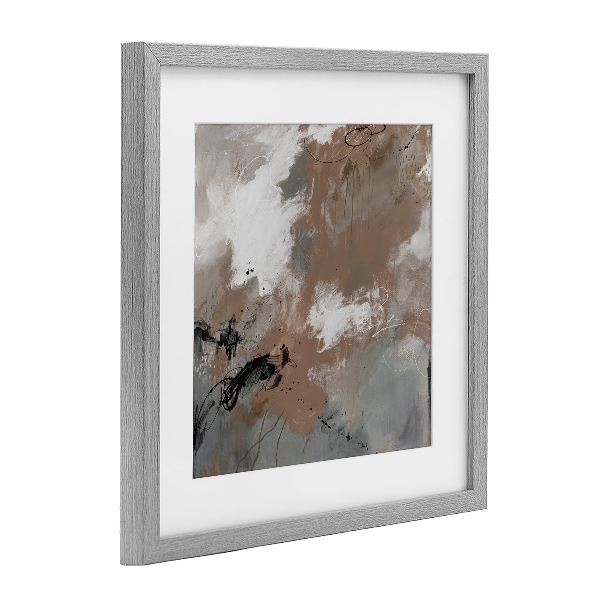 Stupell Industries Brown & Grey Brushwork Gray Framed Print Under Glass, design by Ruth Fromstein