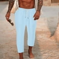 thumbnail image 2 of SHIXIAOO Men's Summer New Styles and Fashionable Pure and Linen Trousers Open Leg Pants Body Central Pants Mens Training Pants with Pockets Rave Bottoms Thrill Sweatpants Bunny Socks Big and Tall, 2 of 5