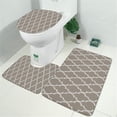 thumbnail image 2 of Brown Geometric Quatrefoil Pattern Bathroom Rugs Sets 3 Piece,Toilet Cover Set,Absorbent Non Slip Bathroom Mats Sets with U-Shaped Contour Rug Toilet Rug Set, 2 of 5