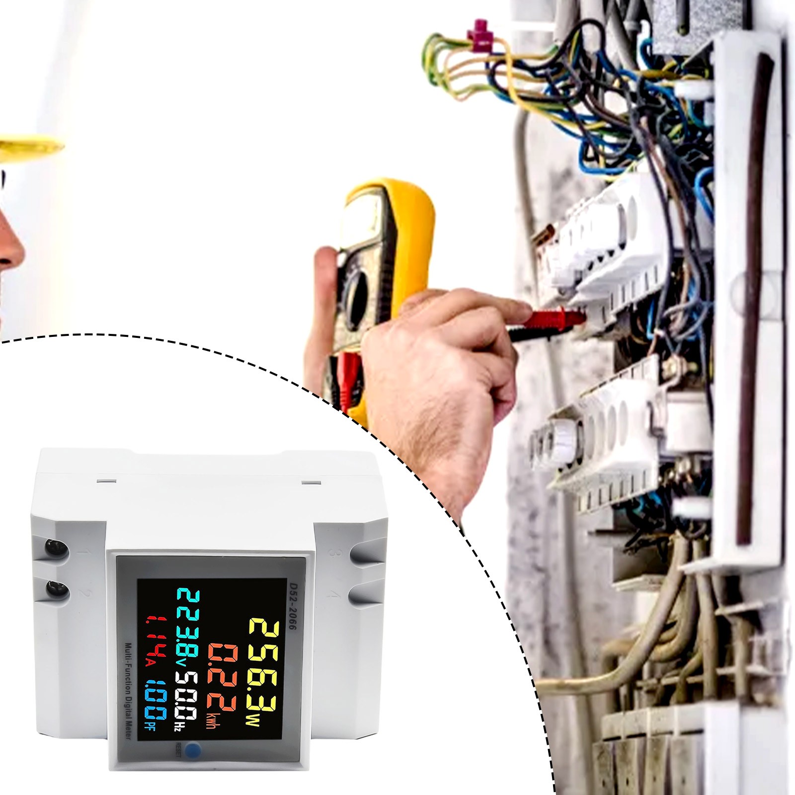 High- for Precision 100A DIN Rail AC Power Meter with Integrated Current Transformer