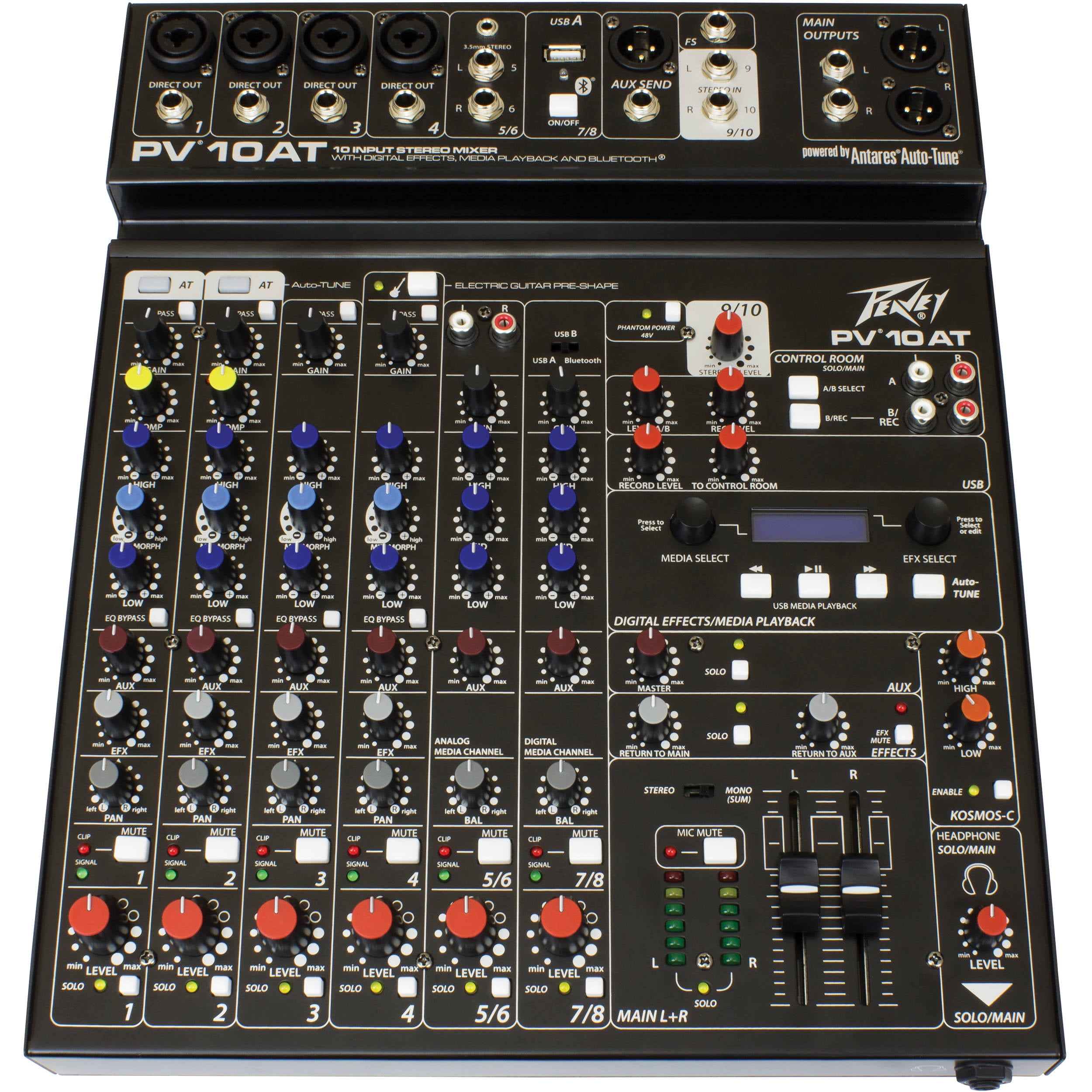 Peavey PV10 AT Pro Audio DJ Auto Tune 10 Channel Slim Mixer & PVi 100 Microphone