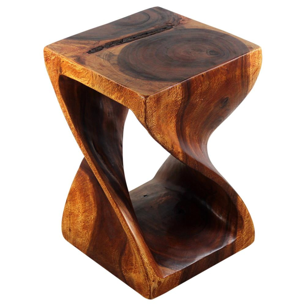 Haussmann Wood Twist End Table 15 X 15 X 23 Inch High Cherry Oil Walmart Com Walmart Com