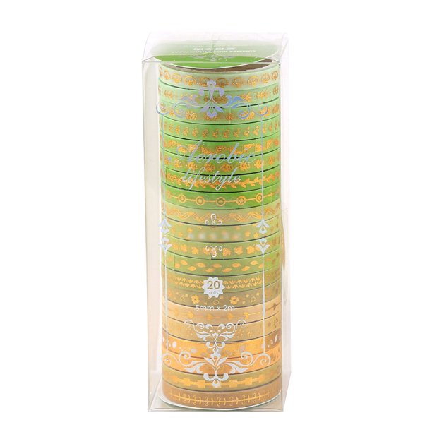 Juego de 20 rollos de cintas decorativas de lámina dorada para diario, álbum de recortes, planificador, manualidades y mejoras para el hogar