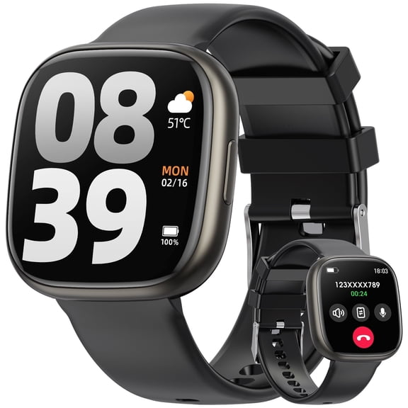 LZUEFK 2025 Women'S SmartWatch, 1.72 Inch, Sports Tracker For Men And Women, Answer / Make Calls / Multiple Sports Modes / Information Reminders, Ip67 Waterproof Fitness Tracker For Android(Black)