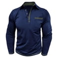 thumbnail image 5 of Men Cotton Polo Shirts Long Sleeve with Pocket Golf Shirts Shirts for Men Casual Work Athletic Collared T-Shirts Size 3XL Navy, 5 of 8