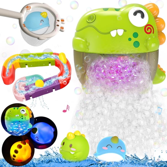 Máquina de burbujas con forma de dinosaurio Qirptey de juguete de baño para niños de 1 a 3 años