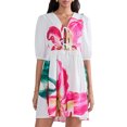 thumbnail image 1 of Gupgi Robe Courte Fleurie pour Femme à Manches Courtes, Robe Babydoll Fluide à Col en V, Robe Chemise Coupe Ample, Mini Robe d'Été Bohème, 1 of 8