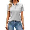 thumbnail image 3 of Women's Golf Tennis Polo Shirts Short Sleeve Collared Button Down Moisture Wicking Tops Lightweight Breathable Summer Casual Shirts, #03 Light Gray, XXL, 3 of 6