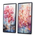 thumbnail image 3 of Designart "Pink And Blue Trees landscape Pointillism V" Trees Framed Wall Art Set Of 2 - Red Landscapes Framed Canvas Set For Living Room Decor, 3 of 7