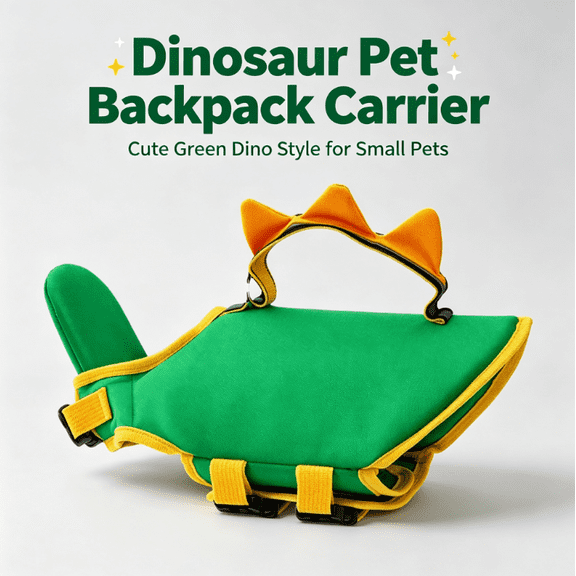 Dog Life Jacket with Chin Float | Cute Dino Dog Life Vest for Pool and Beach, High Buoyancy Swim Gear with Rescue Handle, Adjustable Fit for All Breeds (S)